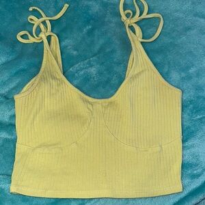 Green Ribbed Sleeveless Crop Tank Top